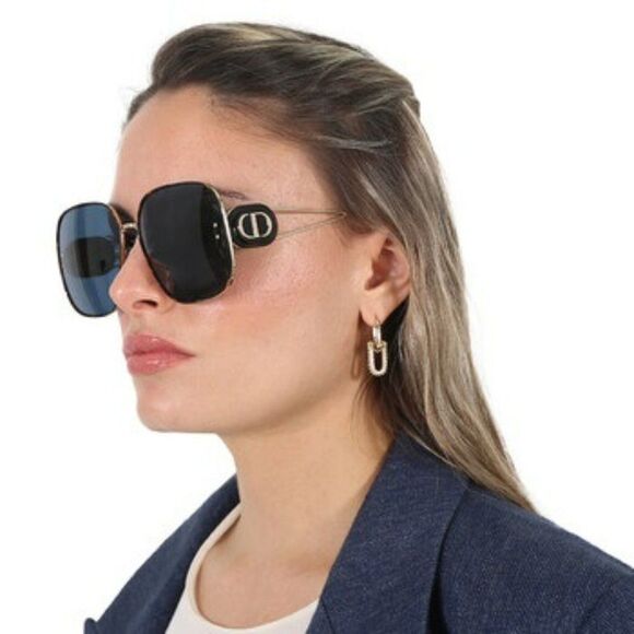 NEW Dior DIORBOBBY S1U B5B0 Gold Blue Metal Women Geometric Oversized Sunglasses - Picture 4 of 14